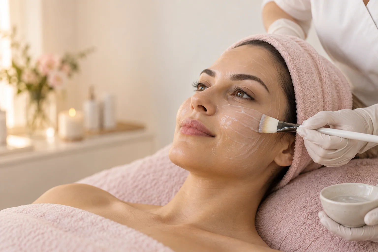 Aplicação delicada de máscara facial
